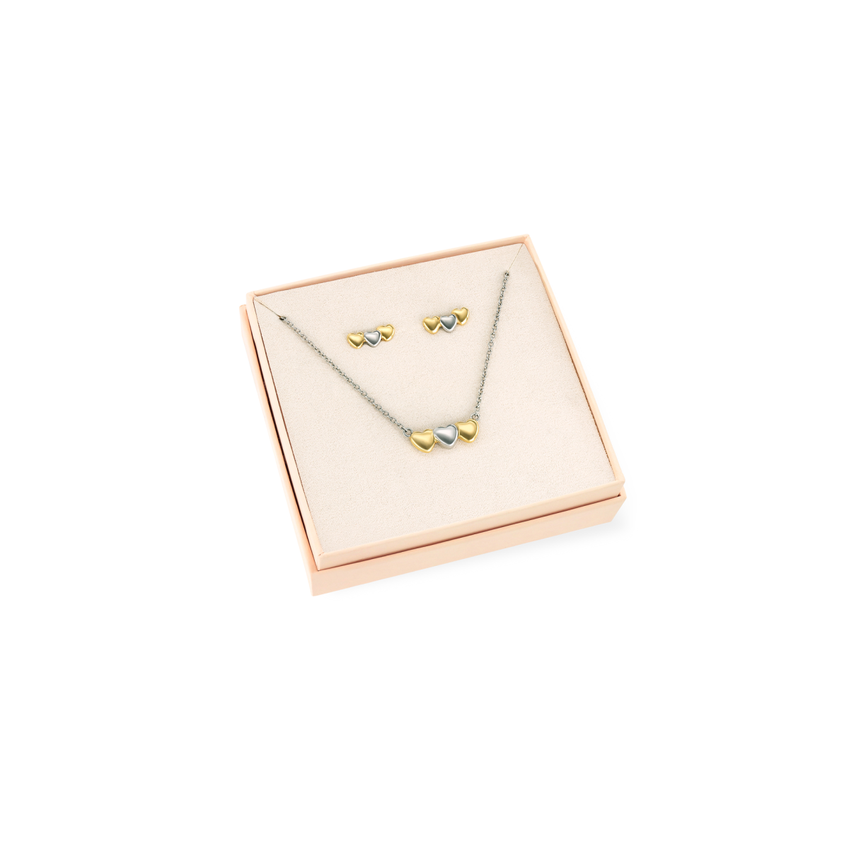 黄金への心酔、オイステン/Oysten, Heart of Gold 2枚 Crazy Heart Gold & Silver ONE Necklace & Earrings Set